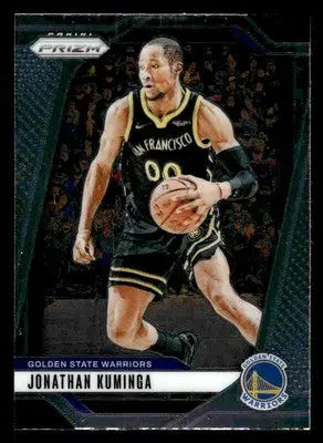 Basketball card of Jonathan Kuminga from Panini Prizm featuring Golden State Warriors