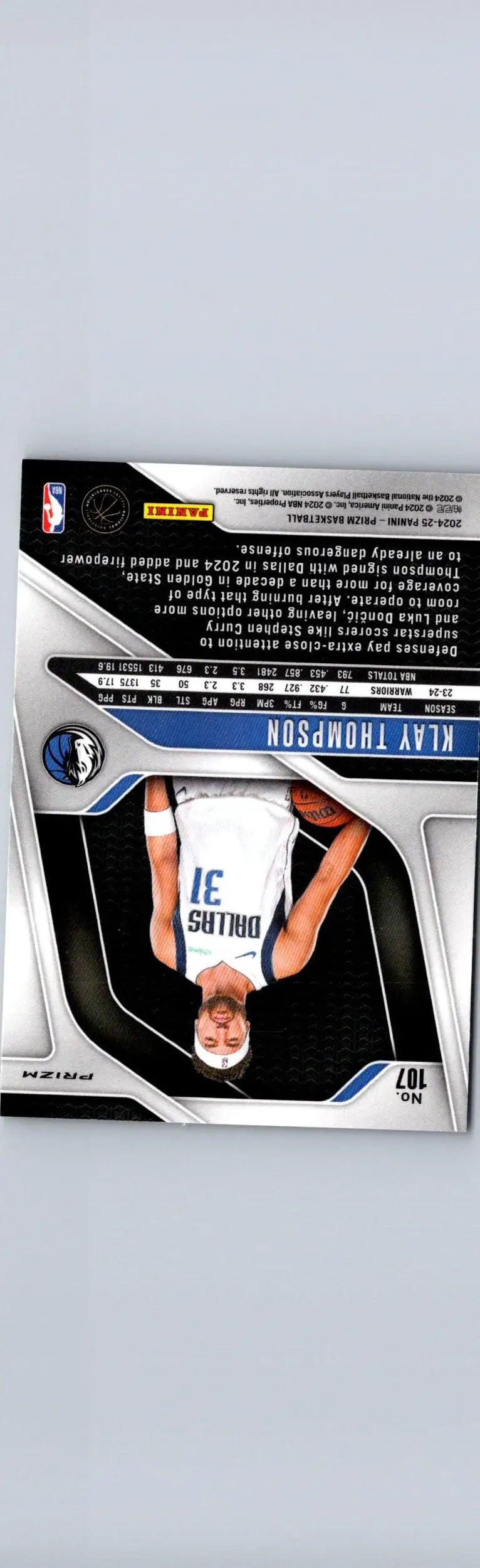 Klay Thompson basketball card from Panini Prizm 2024-25 series