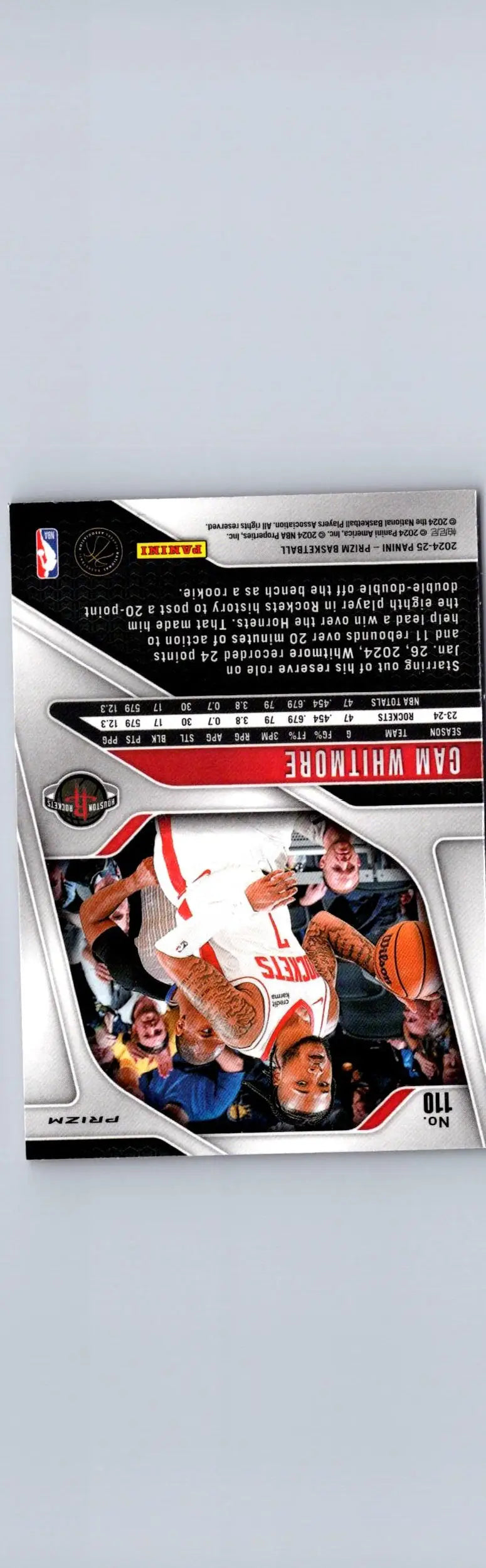 Basketball card featuring Cam Whitmore Prizm Pink Ice from 2024-25 Panini Prizm