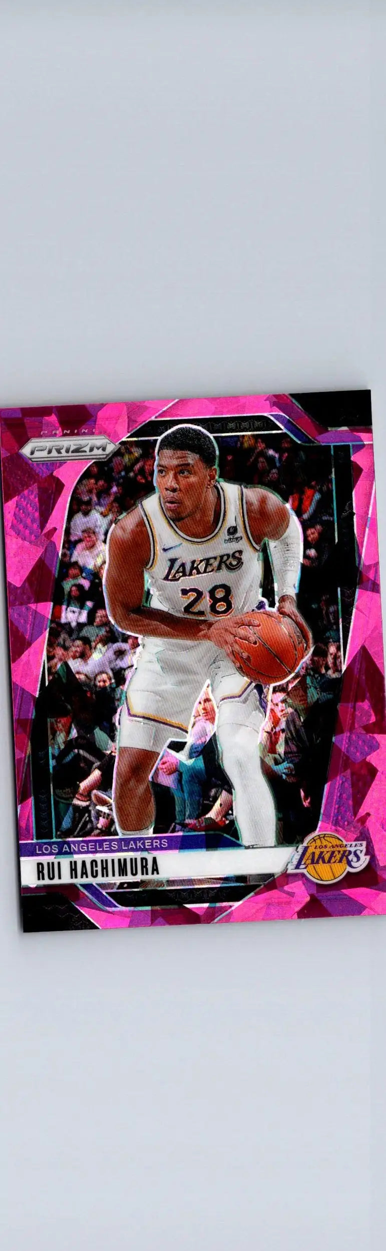 Rui Hachimura basketball card from 2024-25 Panini Prizm with Hachimura Prizms Pink Ice