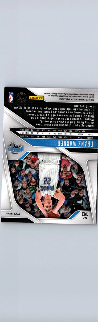 Franz Wagner basketball card from 2024-25 Panini Prizm Wagner Prizms Pink Ice
