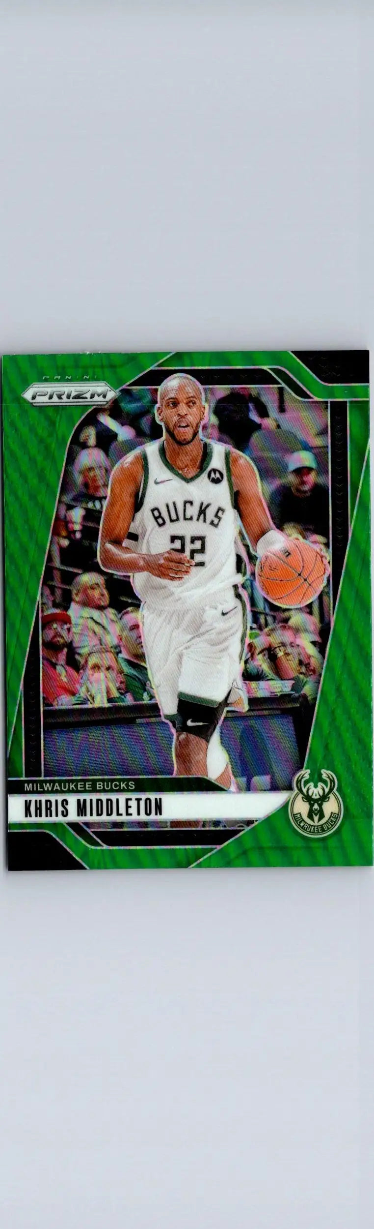 Khris Middleton basketball card from 2024-25 Panini Prizm featuring Middleton Prizms Green