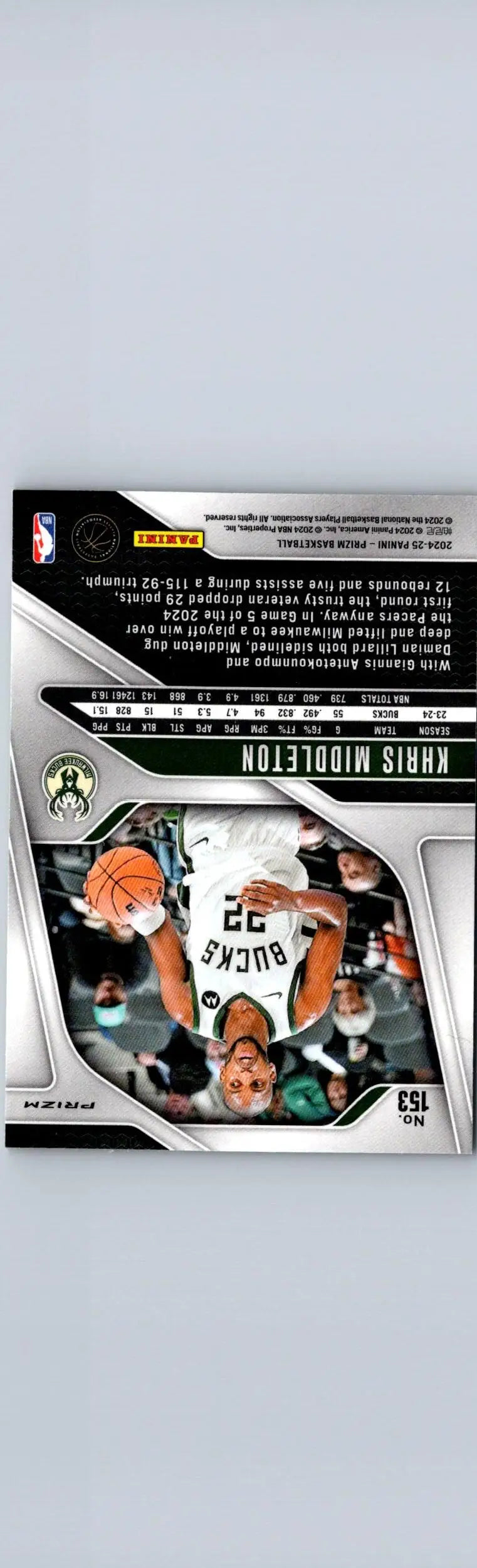 Khris Middleton basketball card 2024-25 Panini Prizm Middleton Prizms Green