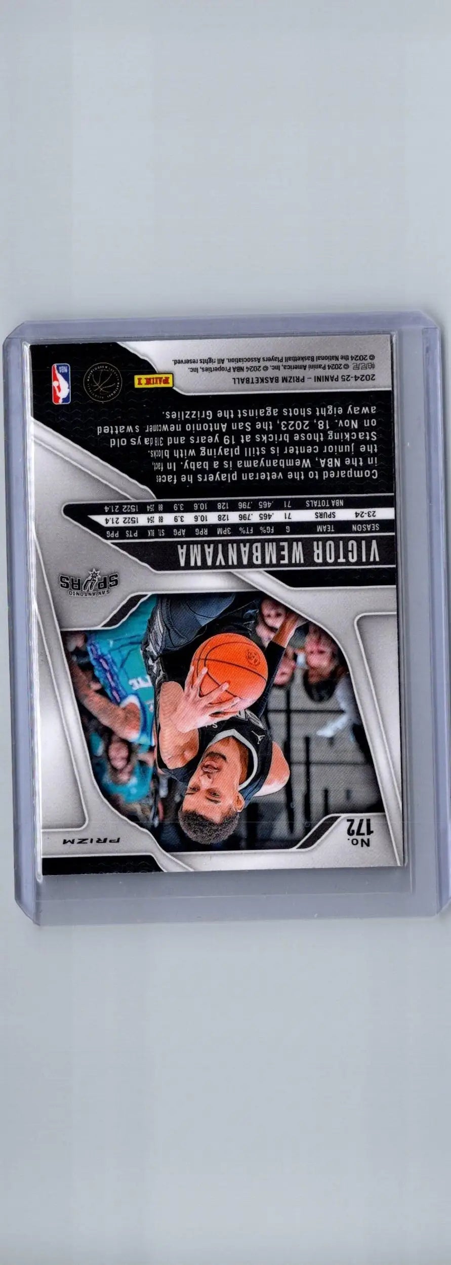 Victor Wembanyama NBA trading card from 2024-25 Panini Prizm series