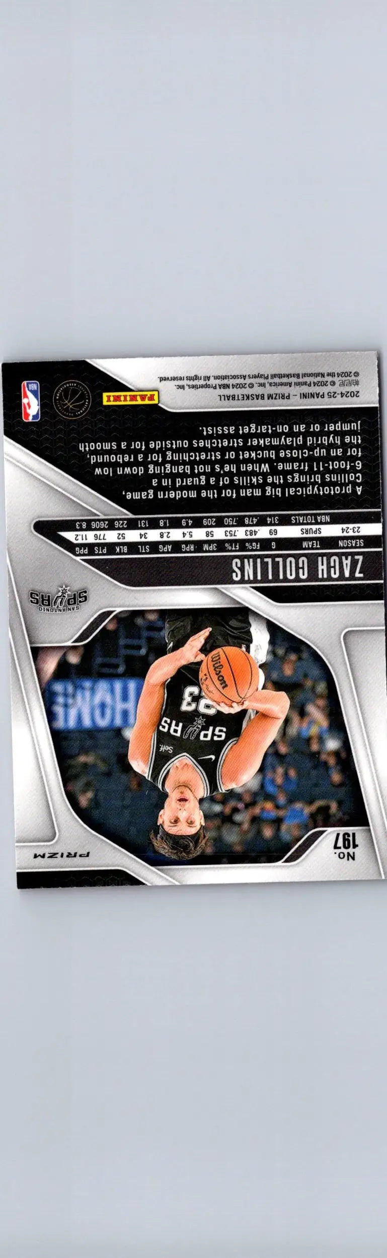 Zach Collins basketball card 2024-25 Panini Prizm Collins Prizms Pink Ice