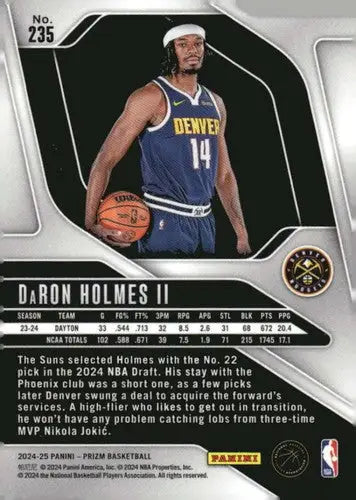 Original gloss Panini Prizm Daron Holmes basketball card from 2024-25 Rookie Nuggets