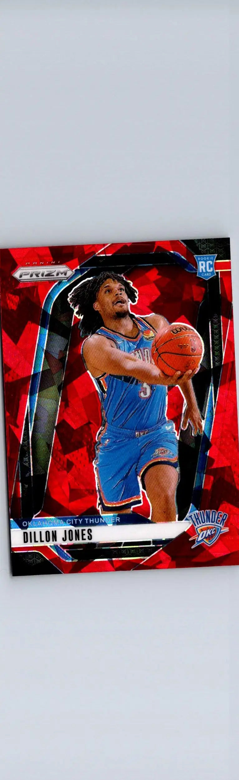 Dillon Jones basketball card from 2024-25 Panini Prizm Jones Prizms Red Ice collection