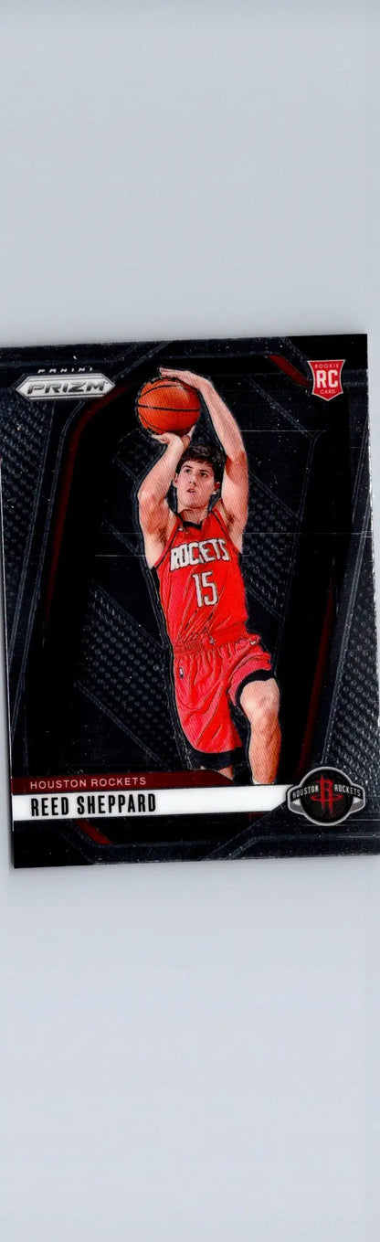 Reed Sheppard basketball trading card from Panini Prizm 2024-25 Houston Rockets