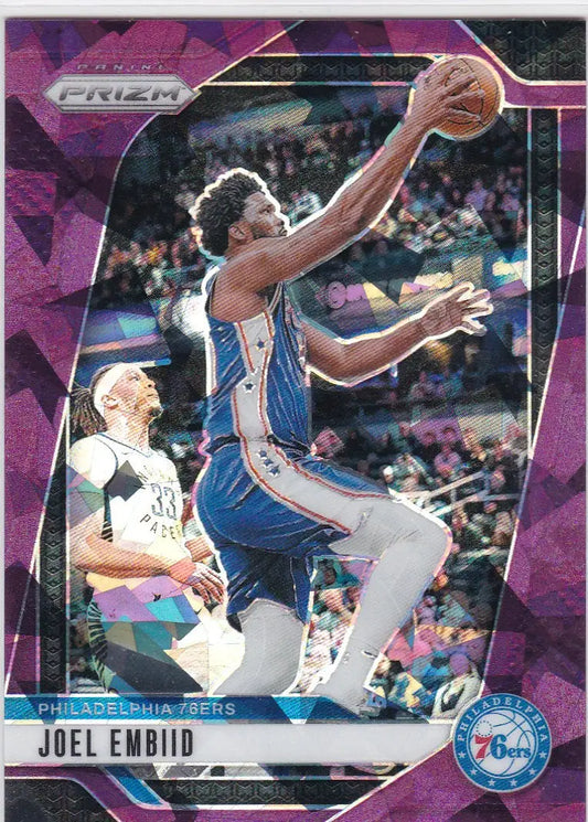 2024-25 Panini Prizm Joel Embiid Purple Ice 120/149 Philadelphia 76ers trading card