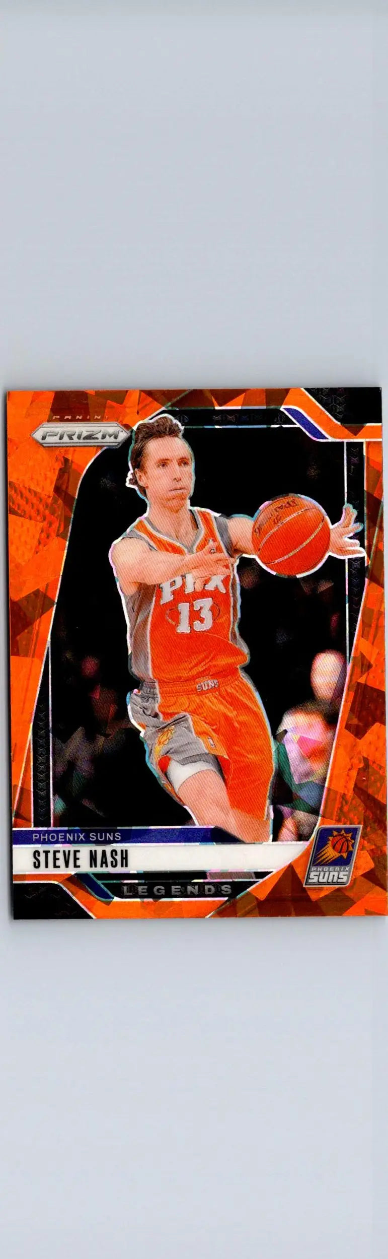 Steve Nash basketball card from 2024-25 Panini Prizm Nash Prizms Orange Ice