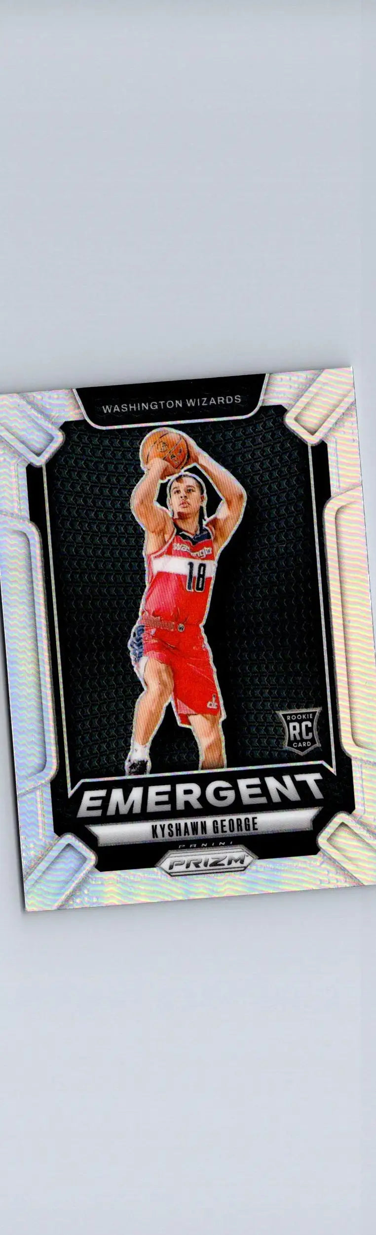 Basketball trading card featuring Deni Avdija in a shooting pose from 2024 25 Panini Prizm Kyshawn George Emergent