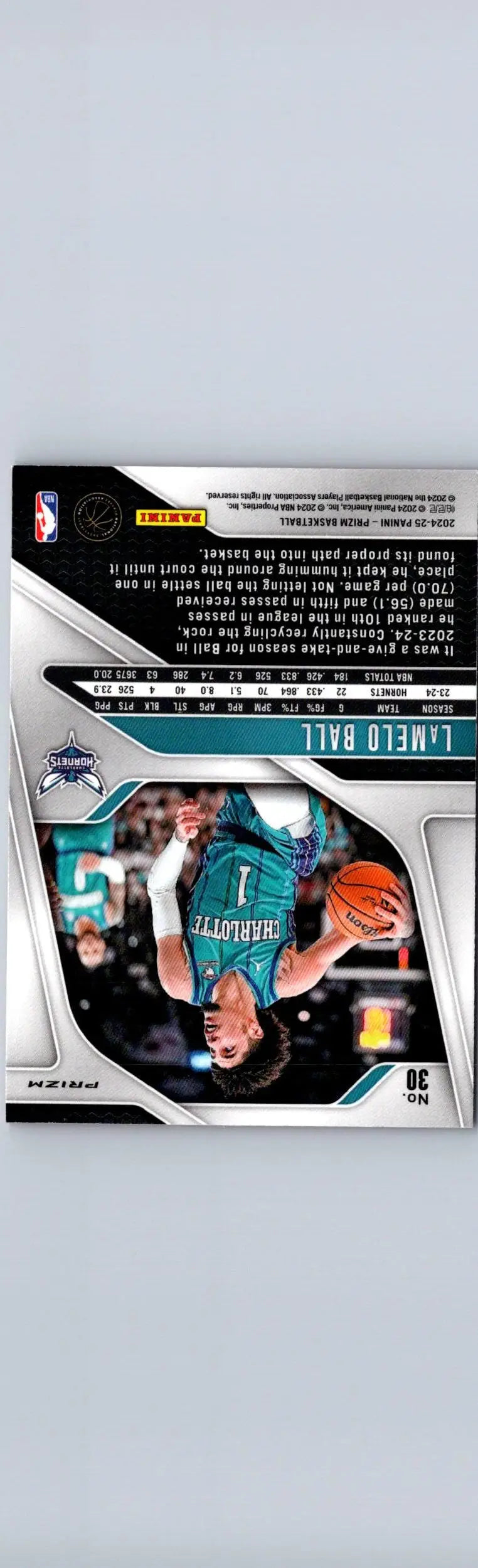 LaMelo Ball basketball card from 2024-25 Panini Prizm with Pink Ice prizms