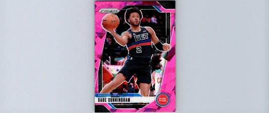 Cade Cunningham basketball card 2024-25 Panini Prizm Pink Ice featuring Cade Cunningham Prizms