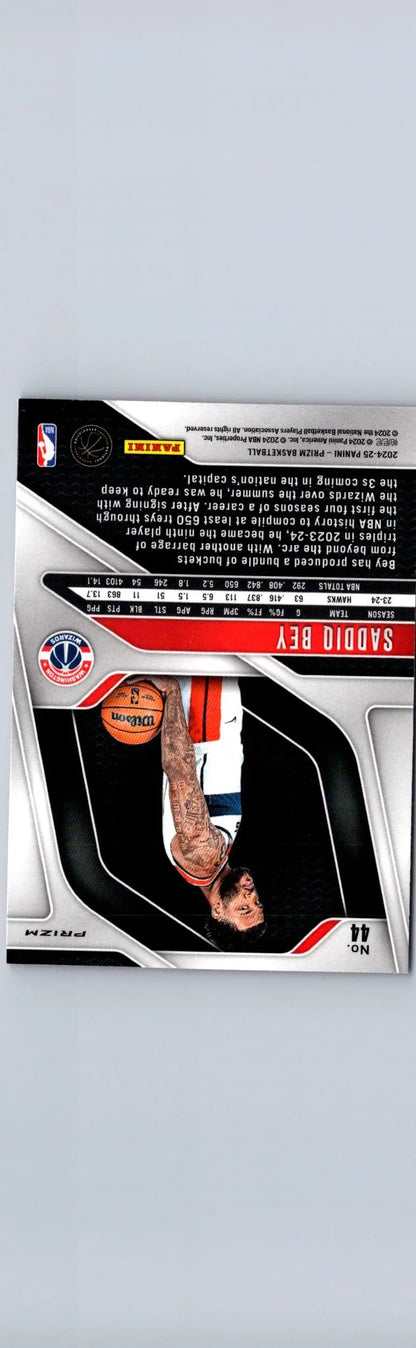 Saddiq Bey basketball card from 2024-25 Panini Prizm with Saddiq Bey Prizms Pink Ice