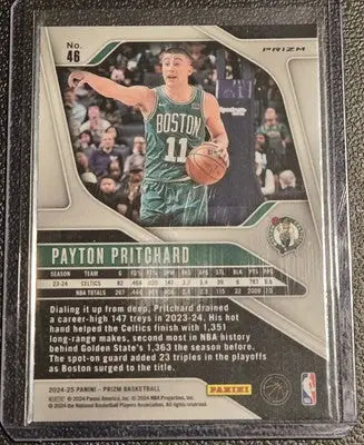 Payton Pritchard basketball card 2024-25 Panini Prizm Pritchs Green exclusive collectible