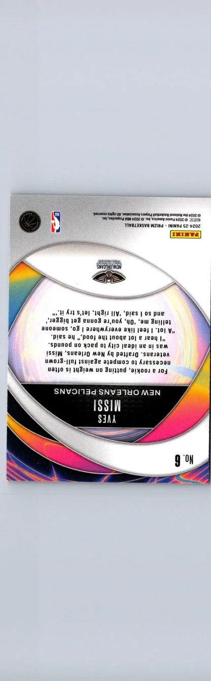 Basketball trading card featuring Yves Missi Instant Impact Prizms Silver 2024-25 Panini