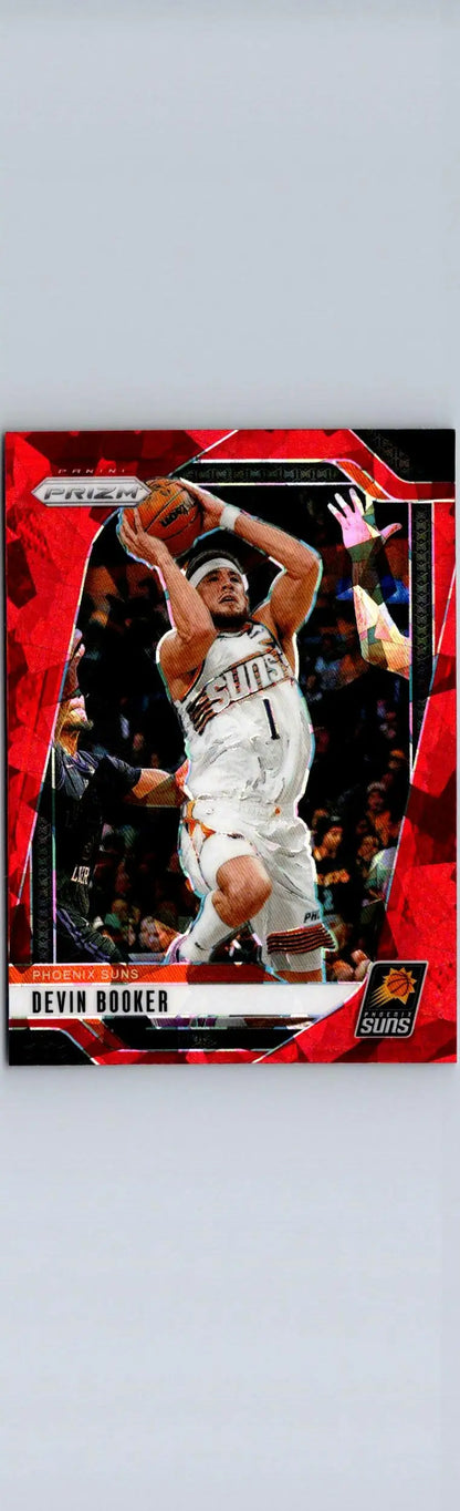 Devin Booker basketball card from 2024-25 Panini Prizm, Devin Booker Prizms Red Ice