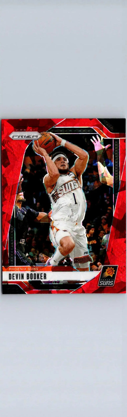 Devin Booker basketball card from 2024-25 Panini Prizm, Devin Booker Prizms Red Ice