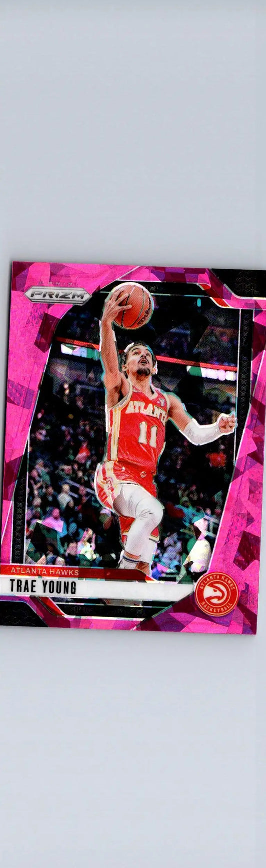 Trae Young basketball card from 2024-25 Panini Prizm with Trae Young Prizms Pink Ice