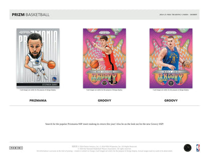 Basketball trading cards from the 2024-25 Panini Prizm Basketball Hobby Box featuring sensational signatures