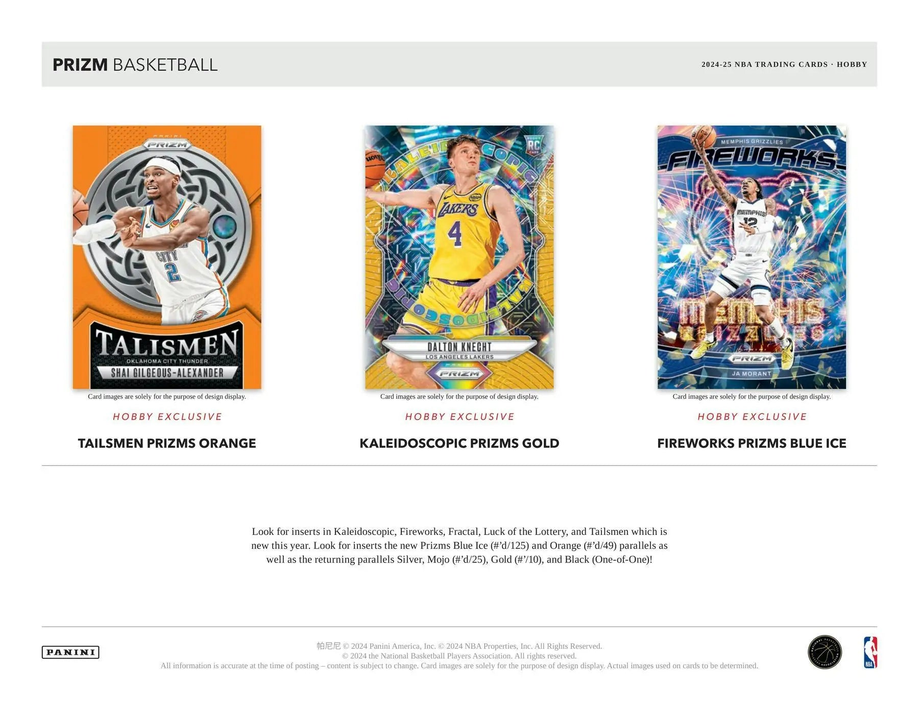 2024-25 Panini Prizm Basketball Hobby Box featuring Prizm Basketball trading cards with sensational signatures