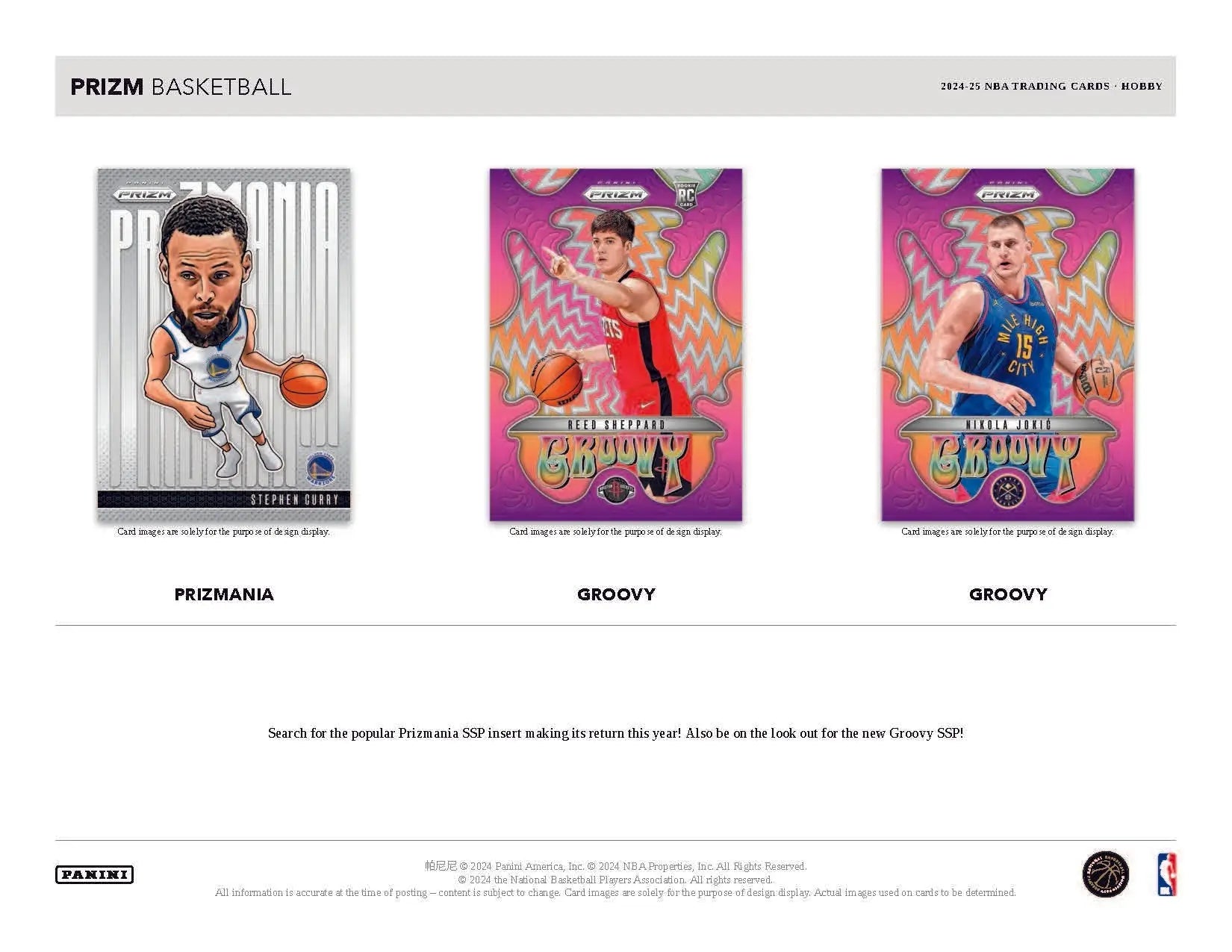 Basketball trading cards from 2024-25 Panini Prizm NBA Basketball Hobby Box