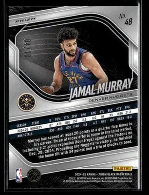 Jamal Murray 2024-25 Panini Prizm Black Gold Shimmer FOTL trading card