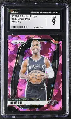 Graded Prizm Chris Paul basketball card Pink Ice CGC 9 from 2024-25 Panini Prizm