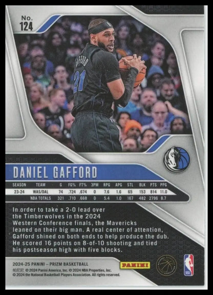 2024-25 Panini Prizm Daniel Gafford #124 Dallas Mavericks Basketball Card NBA