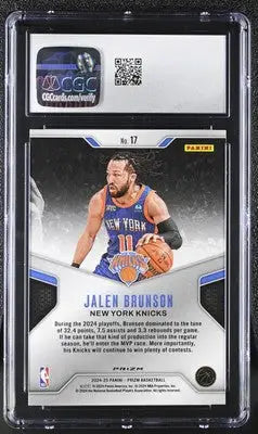 Graded Panini Prizm Jalen Brunson basketball trading card CGC 9 Silver Dominance