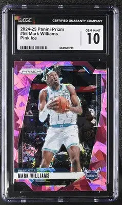 Graded Mark Williams basketball card from Panini Prizm featuring Pink Ice design