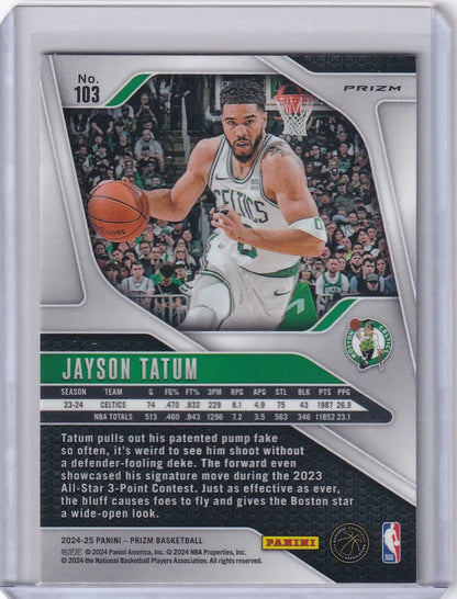 Panini Prizm Orange Jayson Tatum Boston Celtics basketball trading card 2024-25