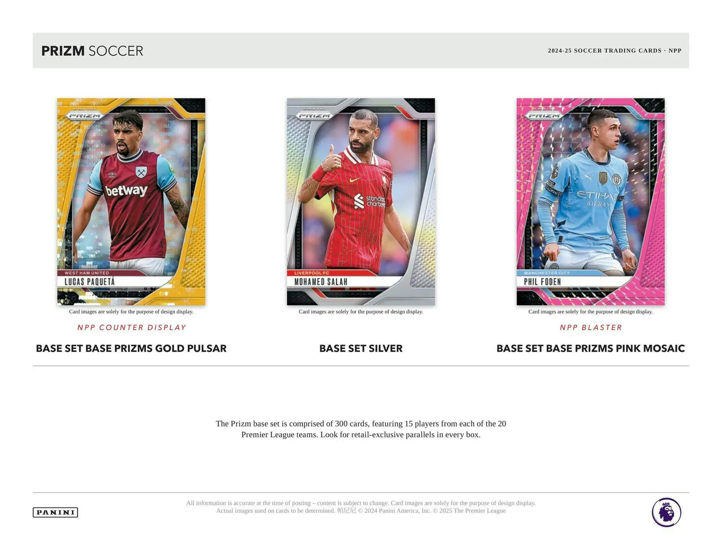 Soccer trading cards featuring Pink Mosaic Prizms in the 2024-25 Panini Prizm EPL Blaster Box