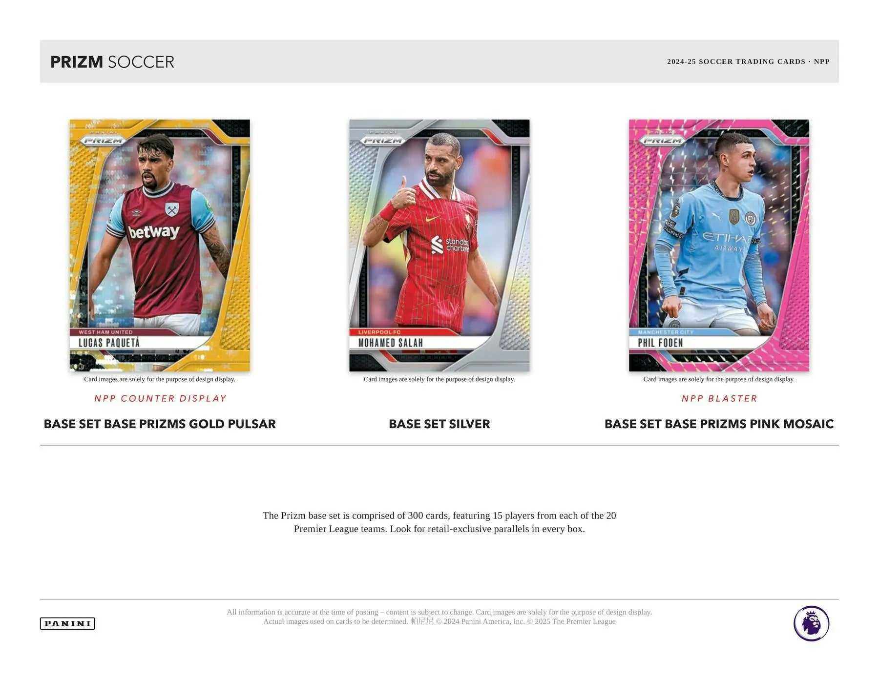 Soccer trading cards featuring Pink Mosaic Prizms in the 2024-25 Panini Prizm EPL Blaster Box