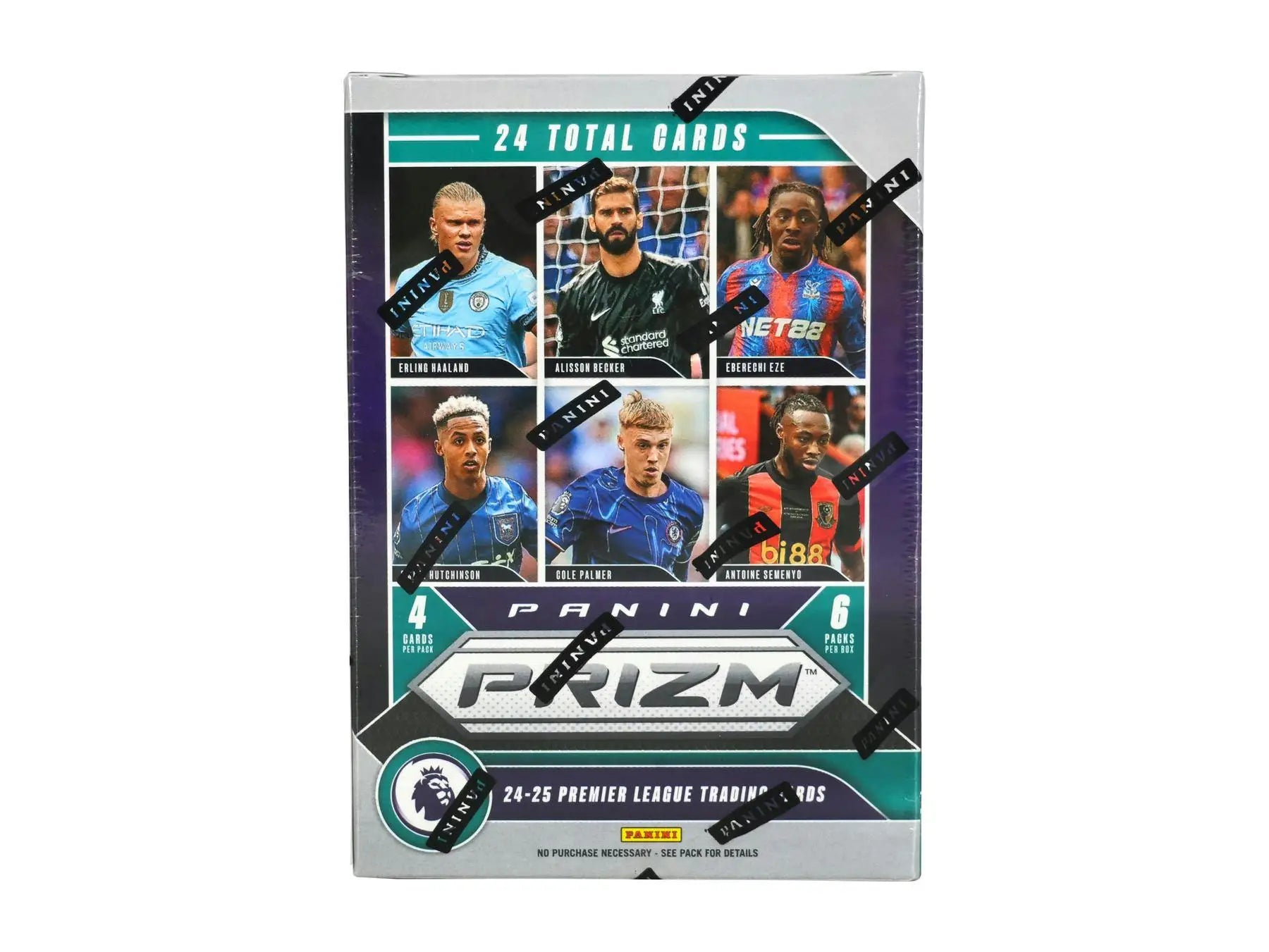 Panini Prizm Premier League 2024-25 box featuring pink mosaic prizms and mosaic prizms