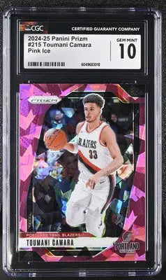 Graded Prizm Toumani Camara basketball card Pink Ice CGC 10 from 2024-25 Panini Prizm
