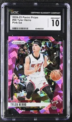 Graded Panini Prizm Tyler Herro Pink Ice basketball card CGC 10