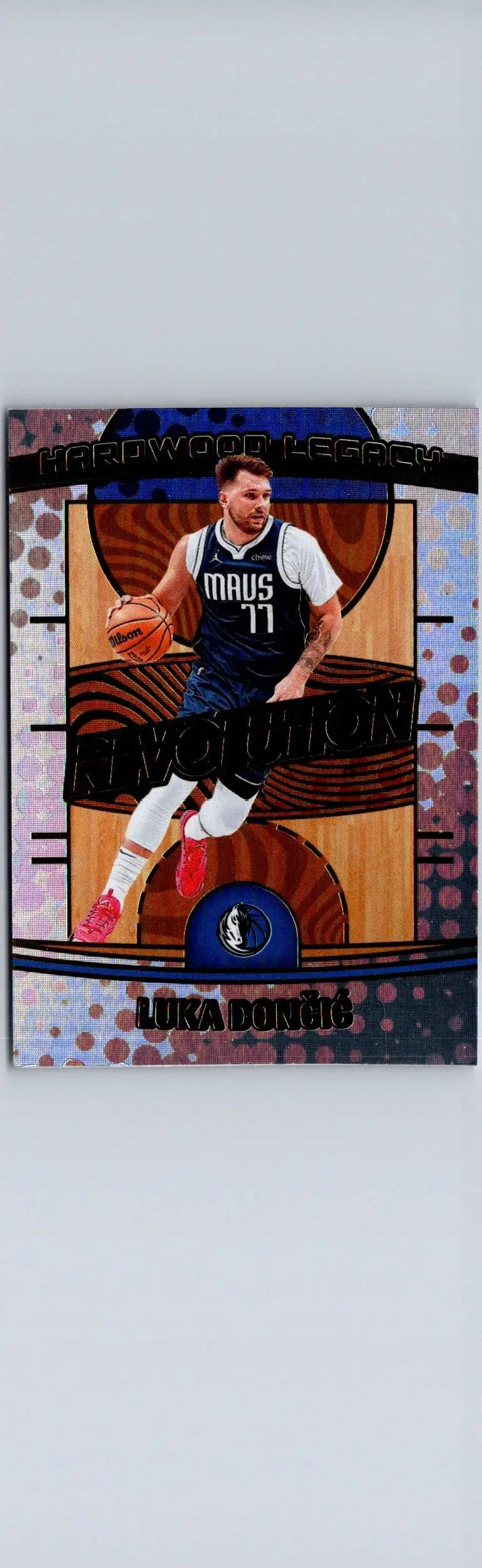 Luka Doncic NBA basketball trading card from 2024-25 Panini Revolution Doncic Hardwood Legacy
