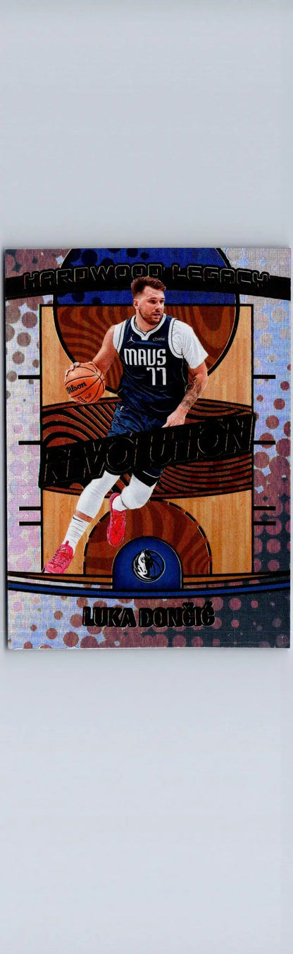 Luka Doncic NBA basketball trading card from 2024-25 Panini Revolution Doncic Hardwood Legacy