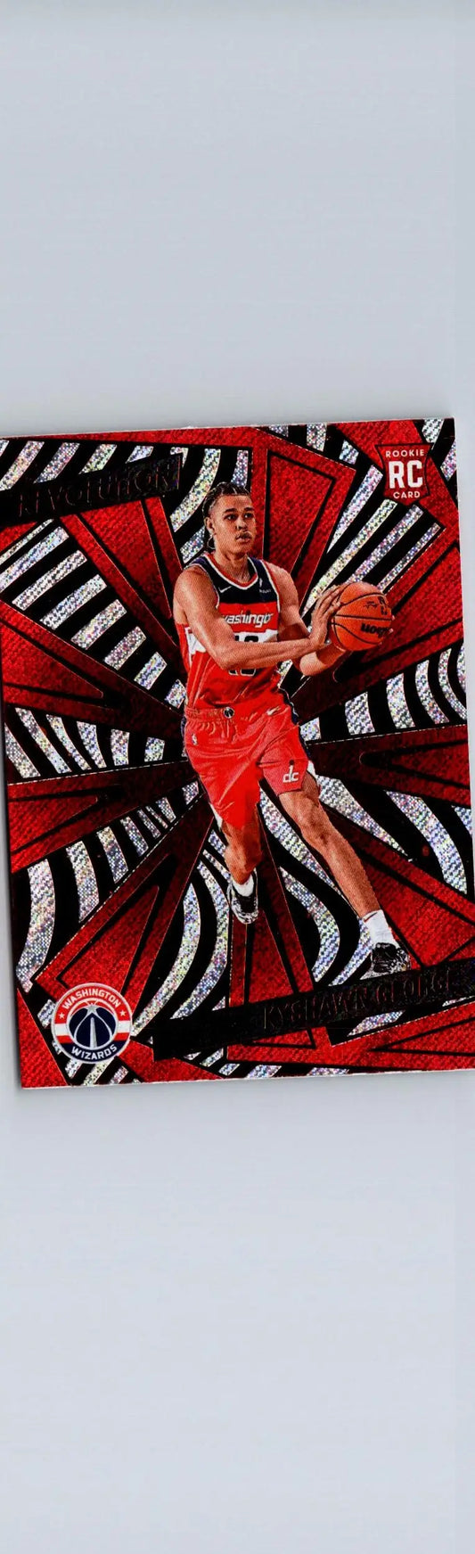 Basketball trading card featuring Kyshawn George in a red uniform from Panini Revolution