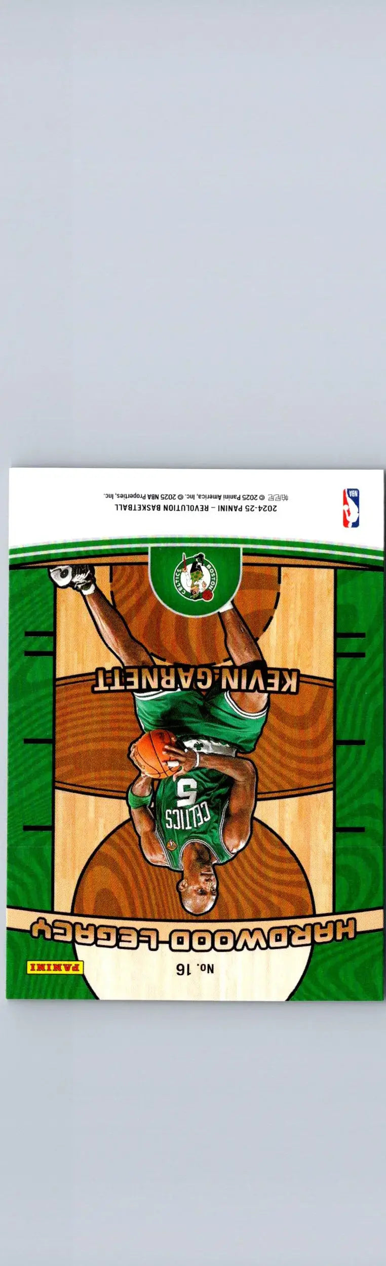 Collectible Kevin Garnett basketball card from 2024-25 Panini Revolution Garnett Hardwood Legacy