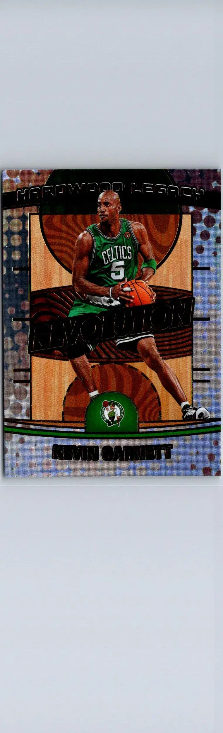 Basketball trading card featuring Kevin Garnett in Celtics jersey from Garnett Hardwood Legacy