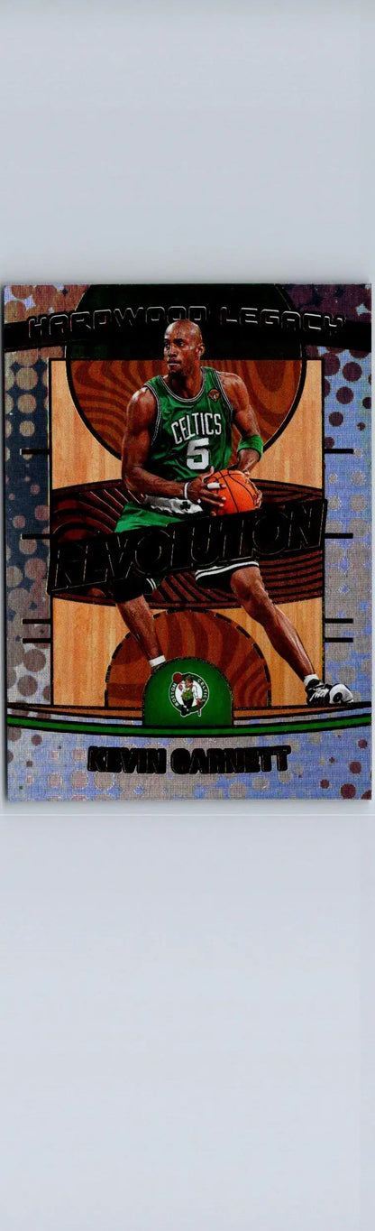 Basketball trading card featuring Kevin Garnett in Celtics jersey from Garnett Hardwood Legacy