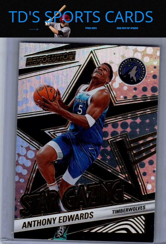 Anthony Edwards basketball card from 2024-25 Panini Revolution Edwards Star Gazing