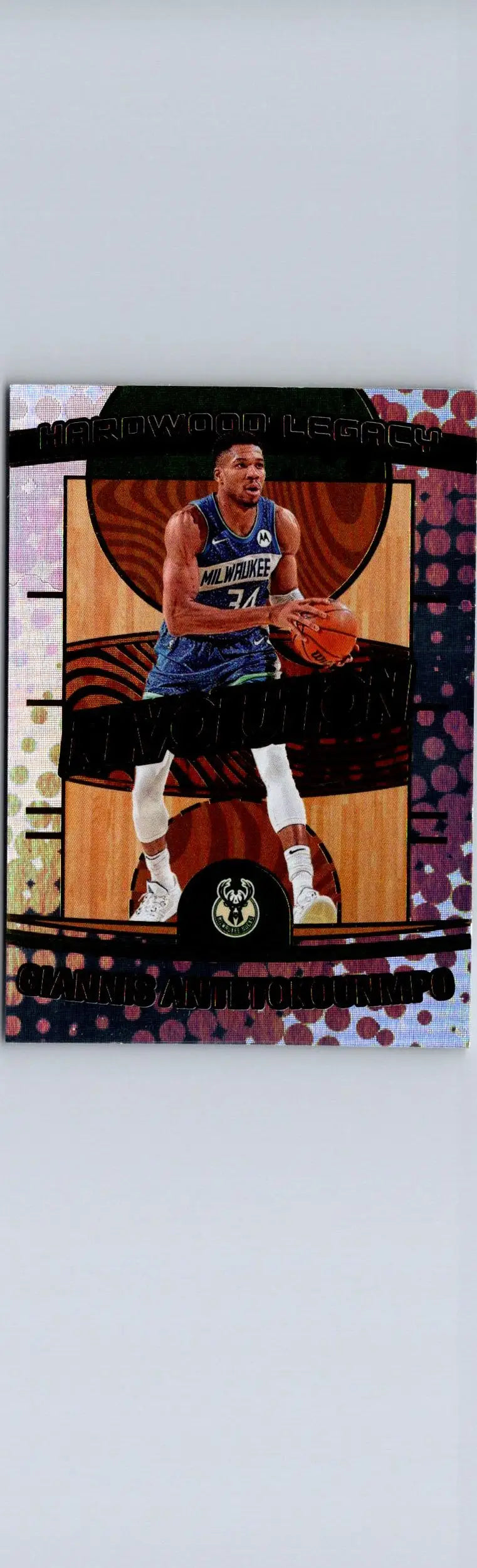 Giannis Antetokounmpo basketball trading card from 2024-25 Panini Revolution Hardwood Legacy