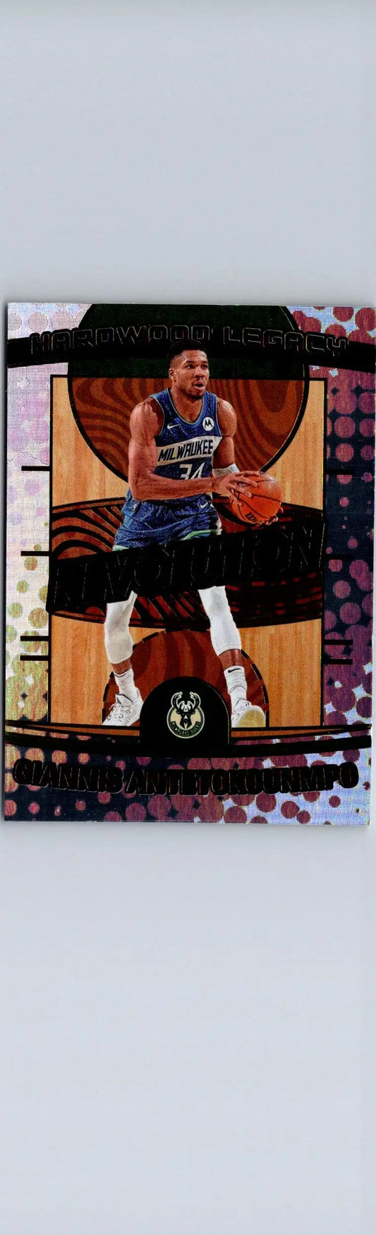 Giannis Antetokounmpo basketball trading card from 2024-25 Panini Revolution Hardwood Legacy