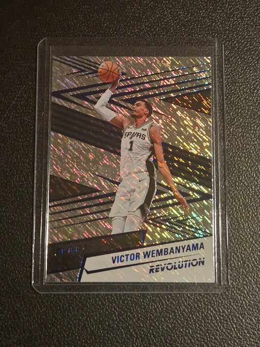 Victor Wembanyama Blue Storm basketball trading card from 2024-25 Panini Revolution series