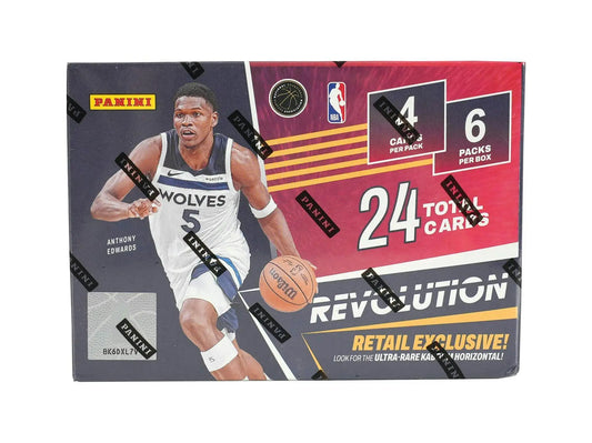 Sealed 2024-25 Panini Revolution Basketball 6-Pack Blaster Box with Anthony Edwards red astro card