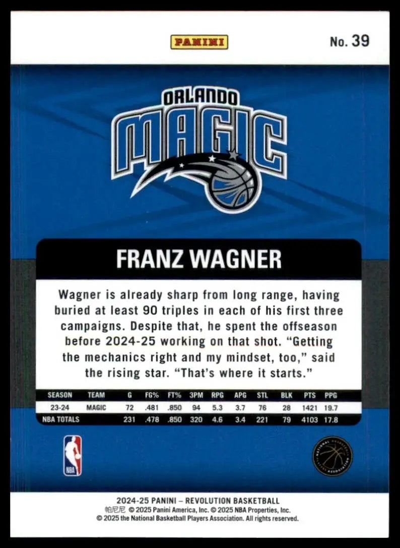 2024-25 Panini Revolution Franz Wagner #39 Orlando Magic Basketball Card NBA - Basketball Card