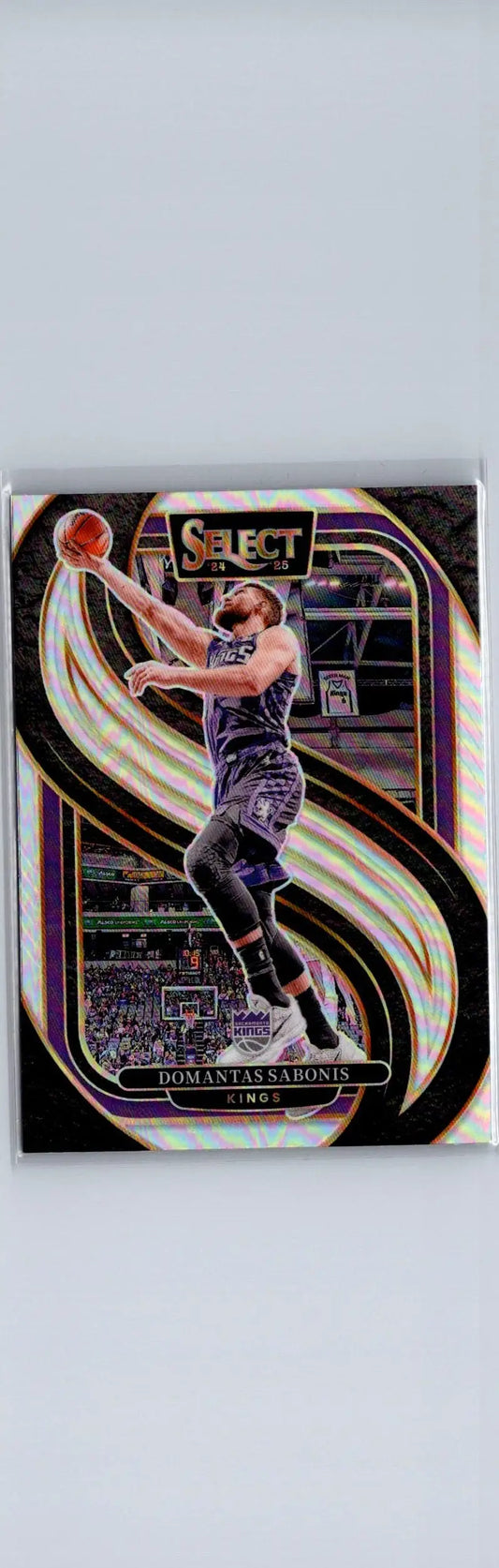Basketball trading card featuring Domantas Sabonis in purple uniform from Panini Select 2024-25